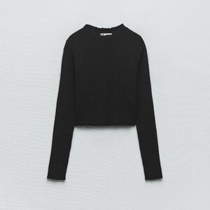 Zara Black Ribbed Knit Top